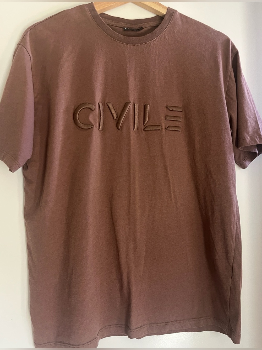 CIVIL Embroidered Short Sleeve Tee in Dusty Brown